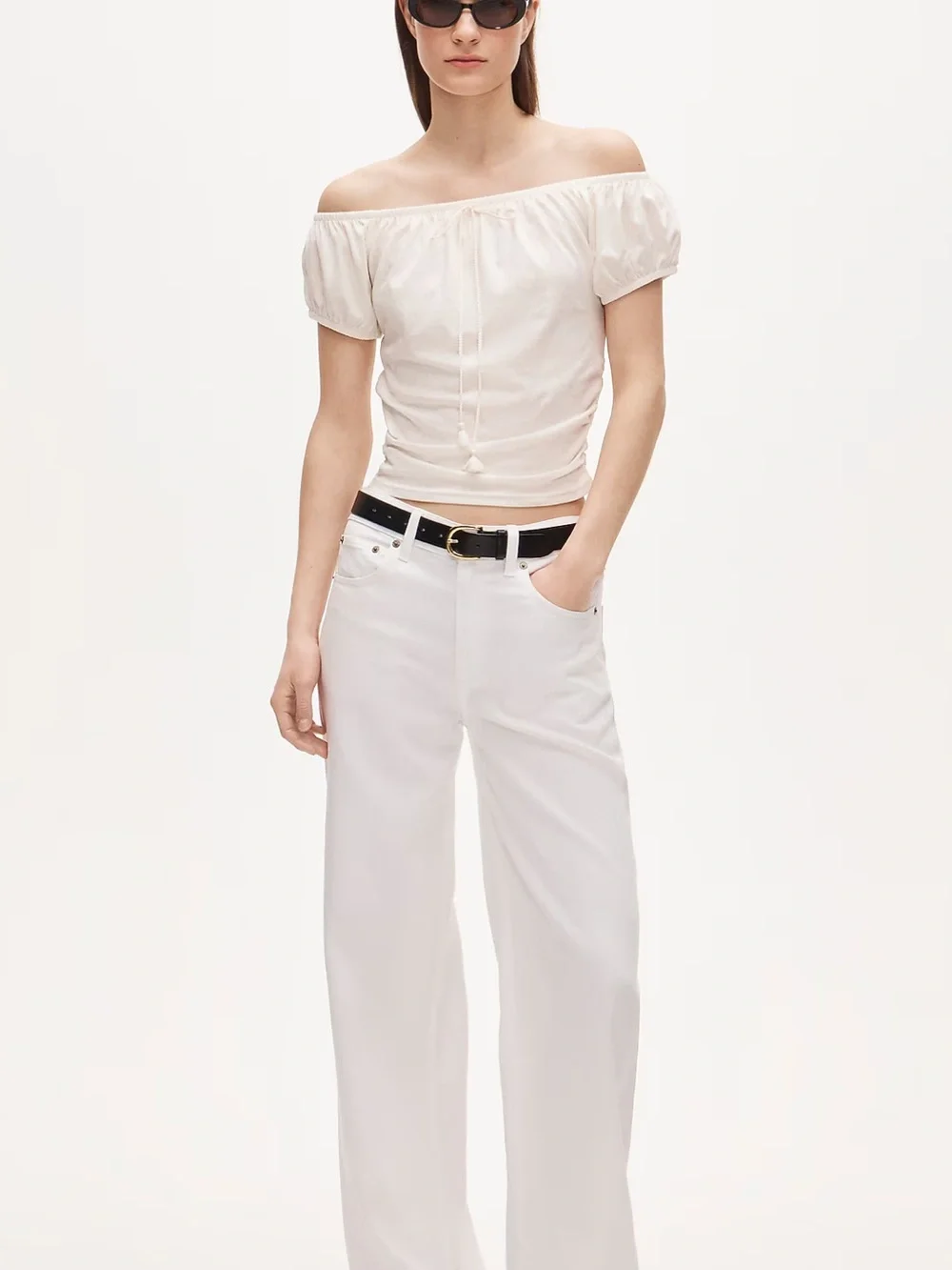 (NWT) J. Crew Cream Off-the-Shoulder Puff Sleeve Top